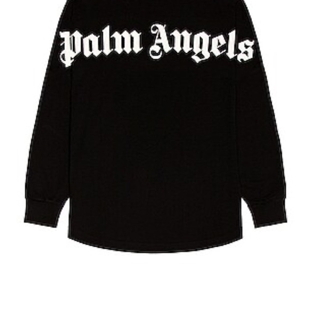 Palm Angels Black Crewneck with White Logo